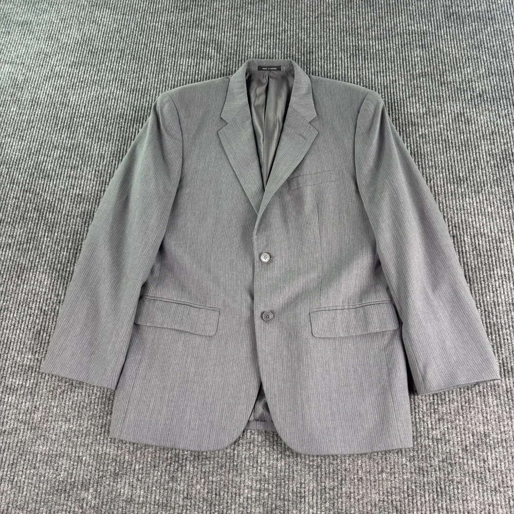 Alfani Suit 42R Gray Stripe Wool Italy Macy's Business Classic 34x30 Formal